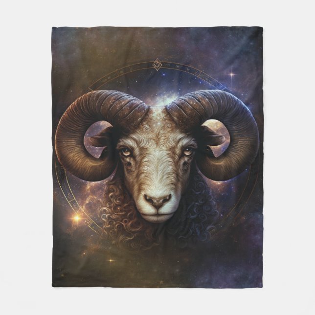 Couverture Polaire Symbole Zodiaque Aries Design d'aquarelle (Devant)