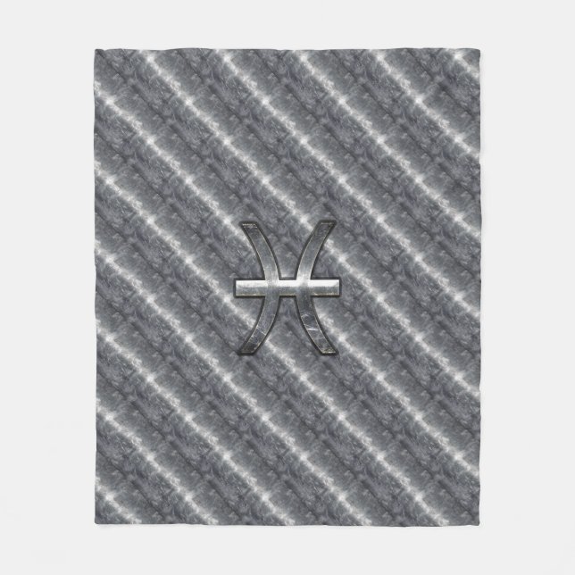 Couverture Polaire Symbole zodiaque Pisces en Acier Grunge Imprimer (Devant)