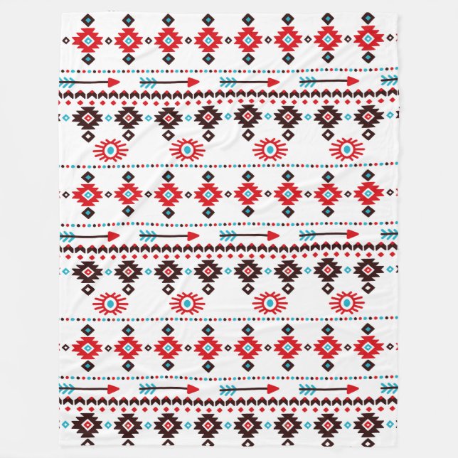 Couverture Polaire Symboles amérindiens Blanche-Toison (Devant)