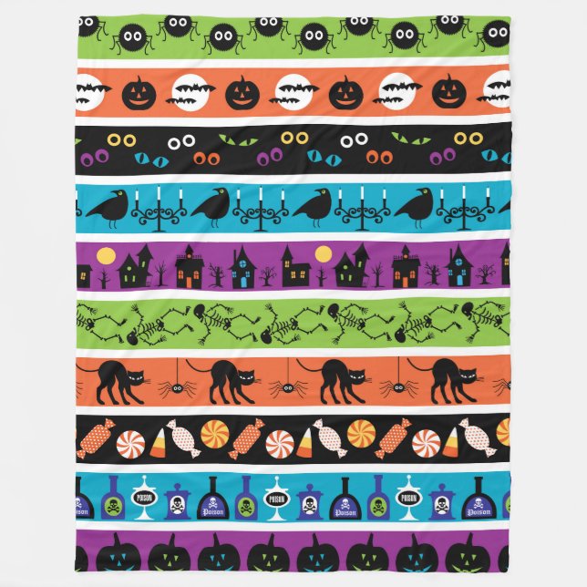 Couverture Polaire Symboles d'halloween colorés motif (Devant)