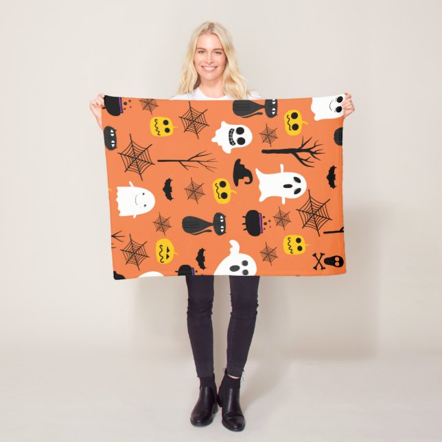 Couverture Polaire Symboles d'Halloween heureux (En situation)
