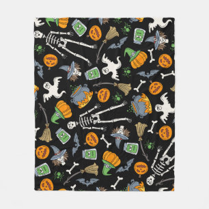 Couverture Polaire Symboles Halloween Vintage Arrière - plan sans cou