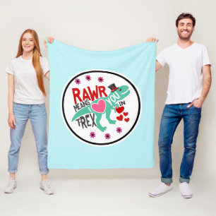 Couverture Polaire T-Rex dans un Top Hat Rawr signifie que je t'aime 