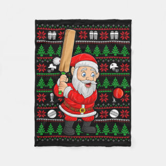 Couverture Polaire T-shirt Noël laid style Santa jouant au cricket Ch