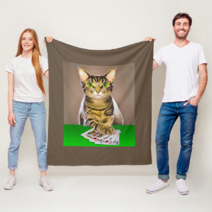 Couverture Polaire Tabby Cat Jouer Poker