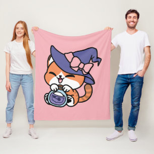 Couverture Polaire Tabby Witch Brew – Joli Design de Chat d'Halloween