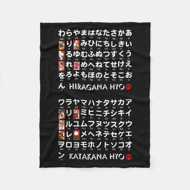 Couverture Polaire Table japonaise de Hiragana et de katakanas (Devant)