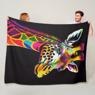 Couverture Polaire Tableau coloré Abstrait d'une girafe