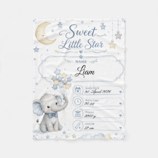 Couverture Polaire Tableau de naissance bébé personnalisable avec élé