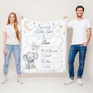 Couverture Polaire Tableau de naissance bébé personnalisable avec élé