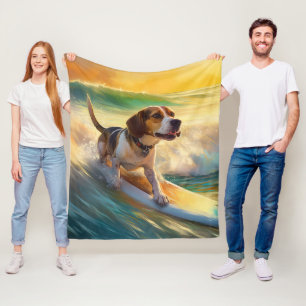 Couverture Polaire Tableau de surf de plage beagle