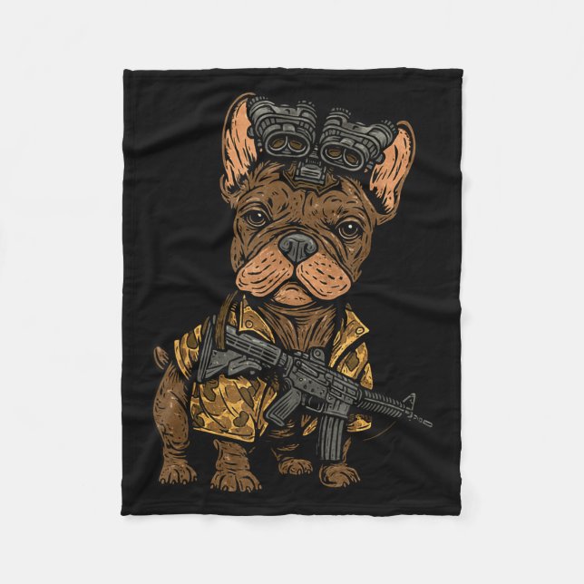 Couverture Polaire Tactical Frenchie Funny Dog Bulldog With Nvg Meme  (Devant)