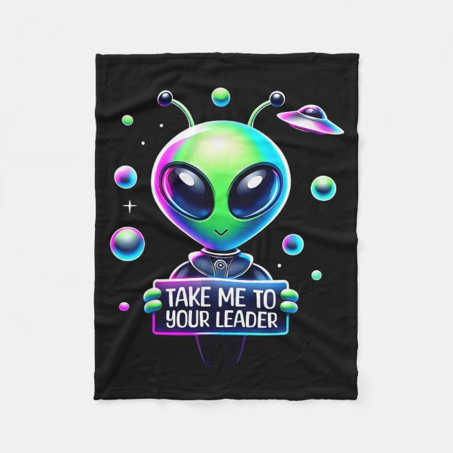 Couverture Polaire Take Me To Your Leader Funny Alien Cartoon Men Wom (Devant)