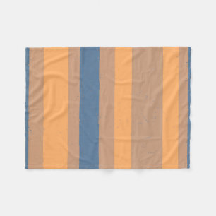 Couverture Polaire Tan Apricot Orange Dusty Blue Flecked Stripes