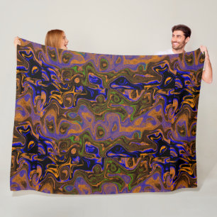Couverture Polaire Tan d'or, pierre bleue et verte