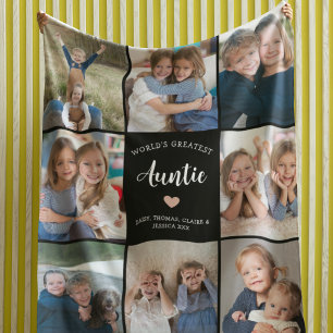 Couverture Polaire Tante Photo personnalisée Collage moderne