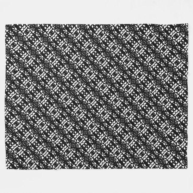Couverture Polaire Tao Fleece Blanket moderne noir et blanc (Devant (Horizontal))
