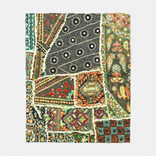 Couverture Polaire Tapis indien patchwork en Rajasthan, Asie (Devant)
