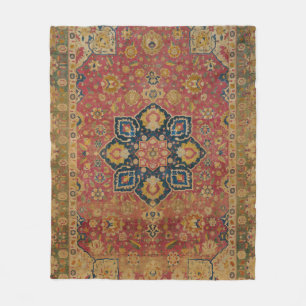 Couverture Polaire Tapis persan asiatique Kashan or rouge