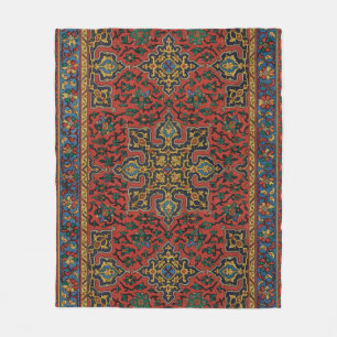 Couverture Polaire Tapis Persan Rouge Bleu Classique