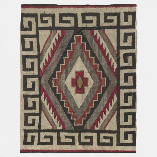COUVERTURE POLAIRE TAPISSERIE ANTIQUE INDIENNE NAVAJO (Devant)