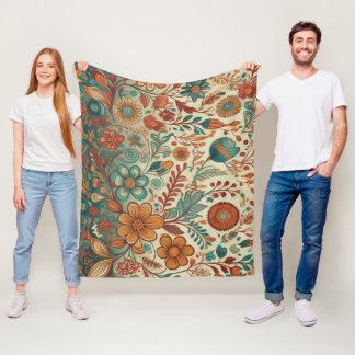 Couverture Polaire Tapisserie d'art populaire d'or