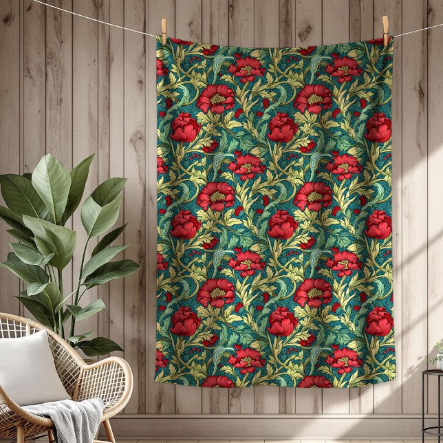 Couverture Polaire Tapisserie florale intemporelle chic Morris Design (Chic Timeless Floral Tapestry Morris Ornate Design Fleece Blanket)