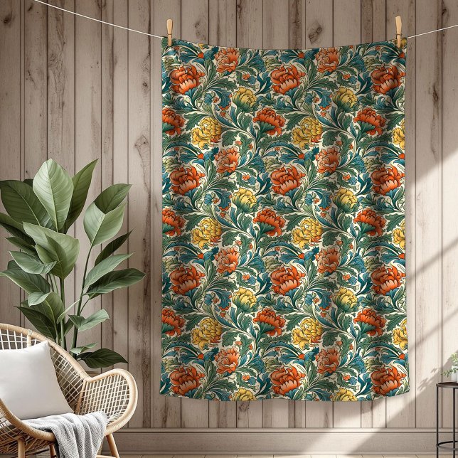 Couverture Polaire Tapisserie florale intemporelle chic Morris Design (Chic Timeless Floral Tapestry Morris Ornate Design Fleece Blanket)