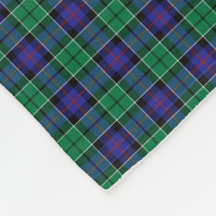 Couverture Polaire Tartan bleu de clan de Leslie et vert lumineux de