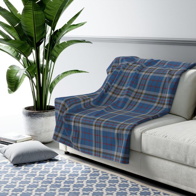 Couverture Polaire Tartan Clan Thompson Plaid Blue Grey Check (Créateur téléchargé)