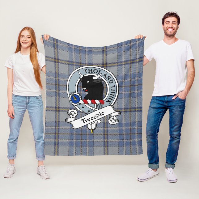 Couverture Polaire Tartan Clan Tweedie Plaid Badge (En situation)
