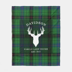 Couverture Polaire Tartan Plaid Clan Davidson Family Lake House