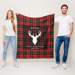 Couverture Polaire Tartan Plaid Clan Kerr Family Lake House