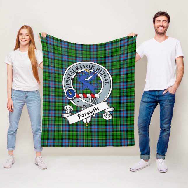 Couverture Polaire Tartan Plaid du Clan Forsyth (En situation)