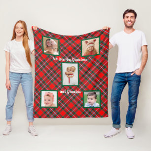 Couverture Polaire Tartan rouge et vert Plaid We Love You
