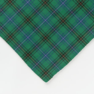 Couverture Polaire Tartan vert clair et bleu de clan de Henderson