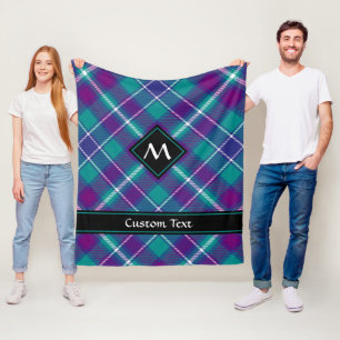 Couverture Polaire Tartan vert de mer, violet et bleu