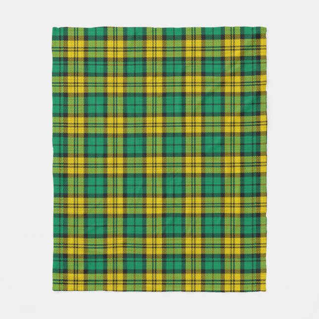 Couverture Polaire Tartan vert Jaune Plaid Design Motif (Devant)