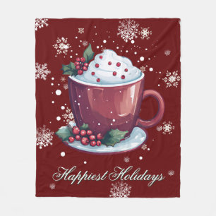 Couverture Polaire Tasse de chocolat chaud de Noël Rouge