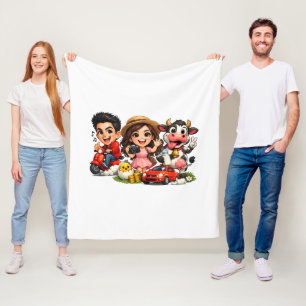 Couverture Polaire Tasse vache et amis de caricature de dessin animé