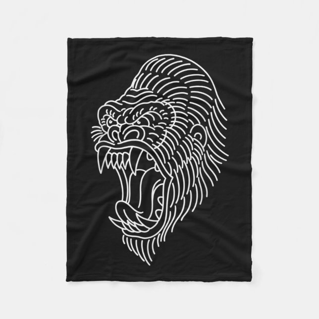 Couverture Polaire Tatouage à la tête de gorille traditionnelle améri (Devant)