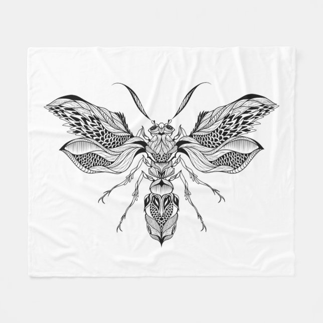 Couverture Polaire Tatouage d'Abeille-Guêpe (Devant (Horizontal))