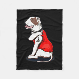 Couverture Polaire tatouage de chien bouledogue américain j'aime mama