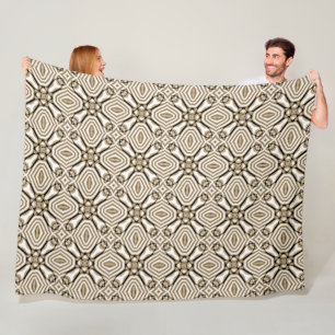 Couverture Polaire Taupe beige Brown Black White Bohemian Tribe Art