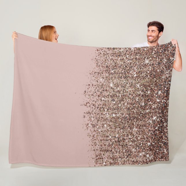 Couverture Polaire Taupe Blush Rose Rose Or Parties scintillant en br (En situation)