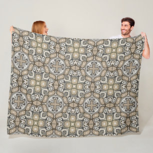 Couverture Polaire Taupe Brown Gris Beige Hip Bohême Art Motif