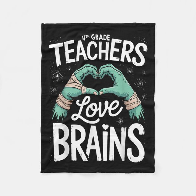 Couverture Polaire Teacher Halloween S 4th Grade Teachers Love Brains (Devant)