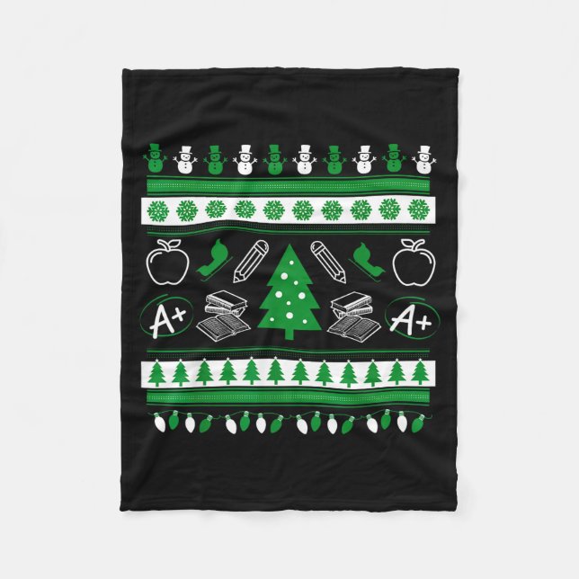 Couverture Polaire Teacher Ugly Christmas Sweater Instructor Elementa (Devant)