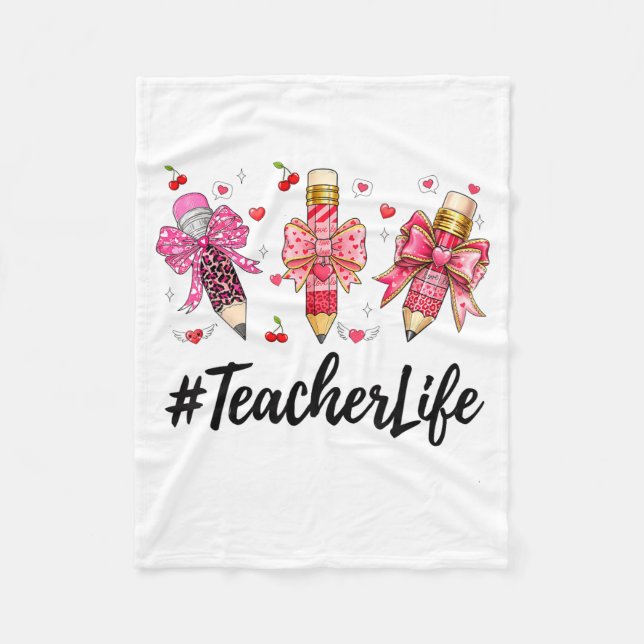 Couverture Polaire Teacher Valentine Coquette Bow Teacher Valentines  (Devant)