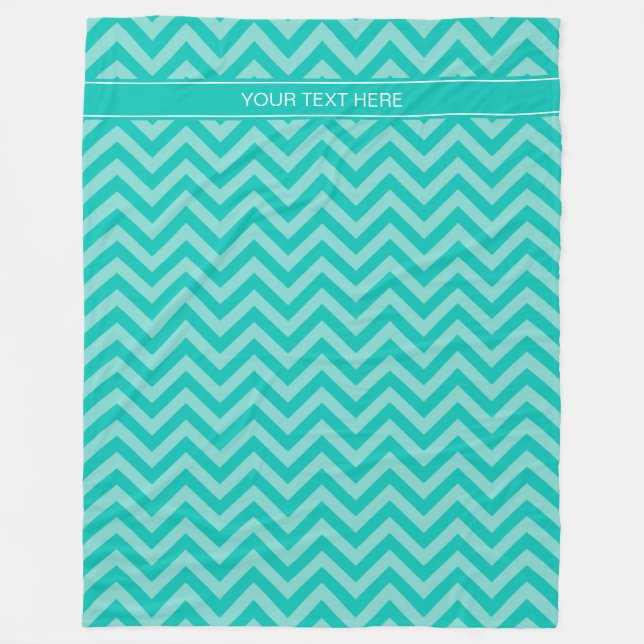 Couverture Polaire Teal Turquoise LG Chevron Teal Name monogram (Devant)